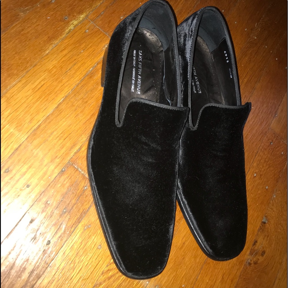 Black Velour Square Toe Loafers (MENS)